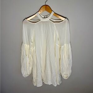 Free People Women's White Drift Away Cold Shoulder Mini Dress/Tunic | XS